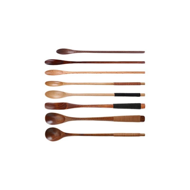 YF JY Wooden Spoon Japanese Style Long Handle... 19*2.5cm log black line