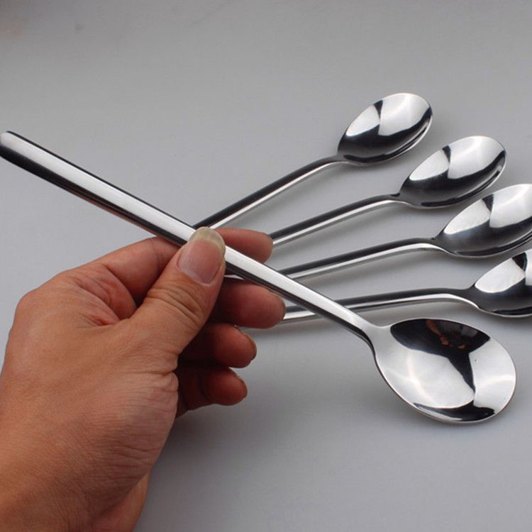 Stainless Steel Korean Rice Spoon Long Handle Korean spoon [20.5*4cm]