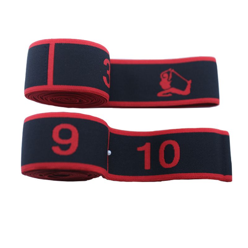 Resistance Band Yoga Fitness Digital Style Black and red - small size [10 grids]