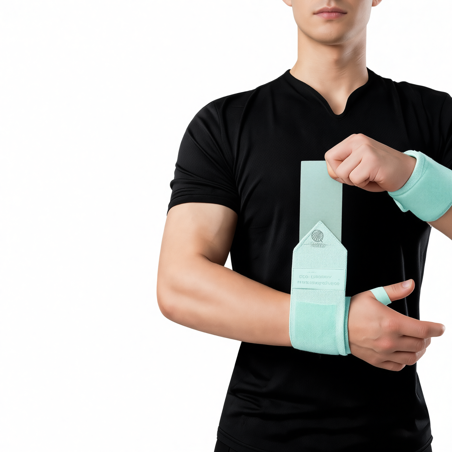 Wrist Compression Bandage Adjustable Fitness Support Cyan blue pair [strap compression - free adjustment] One Size