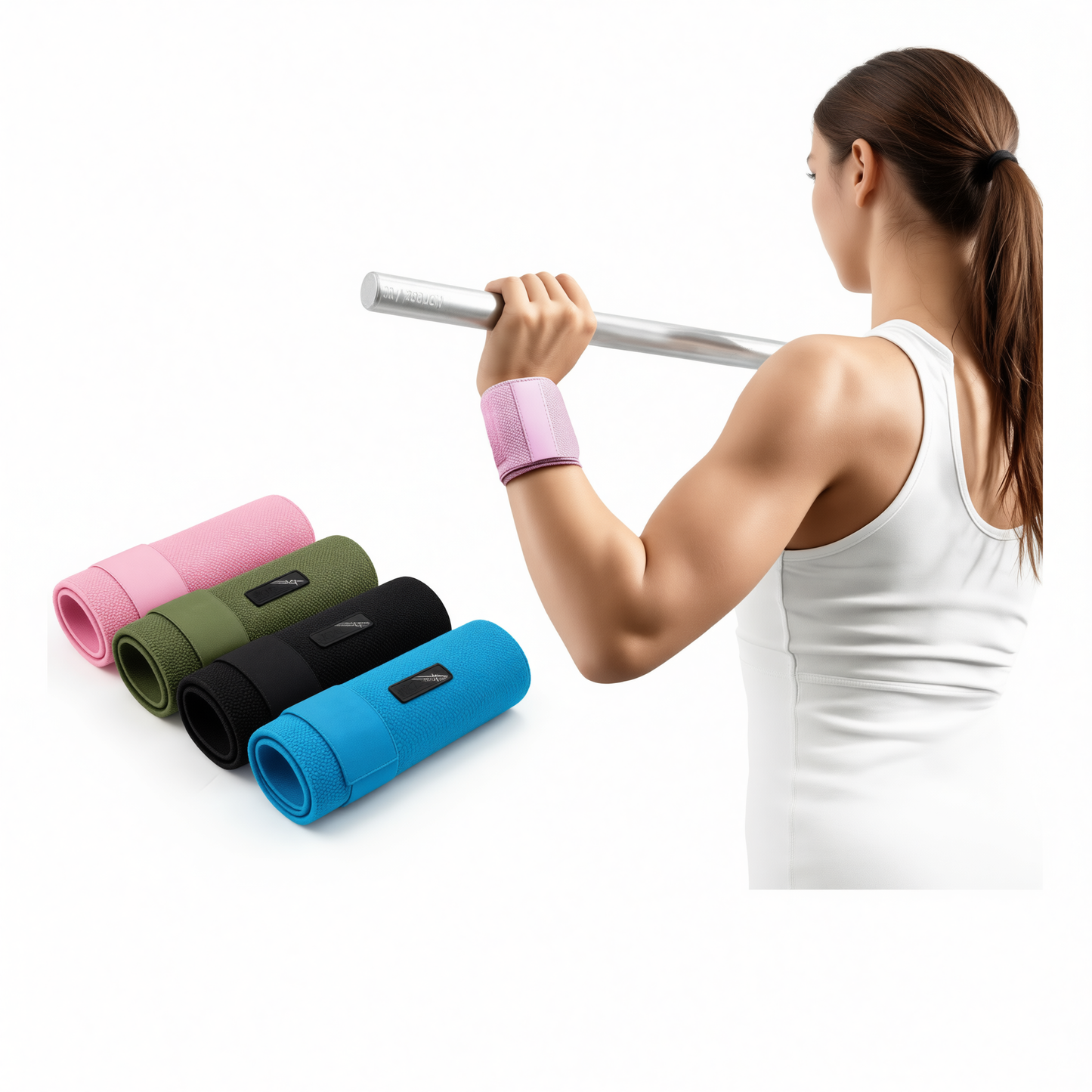 Wrist Compression Bandage Adjustable Fitness Support Cyan blue pair [strap compression - free adjustment] One Size