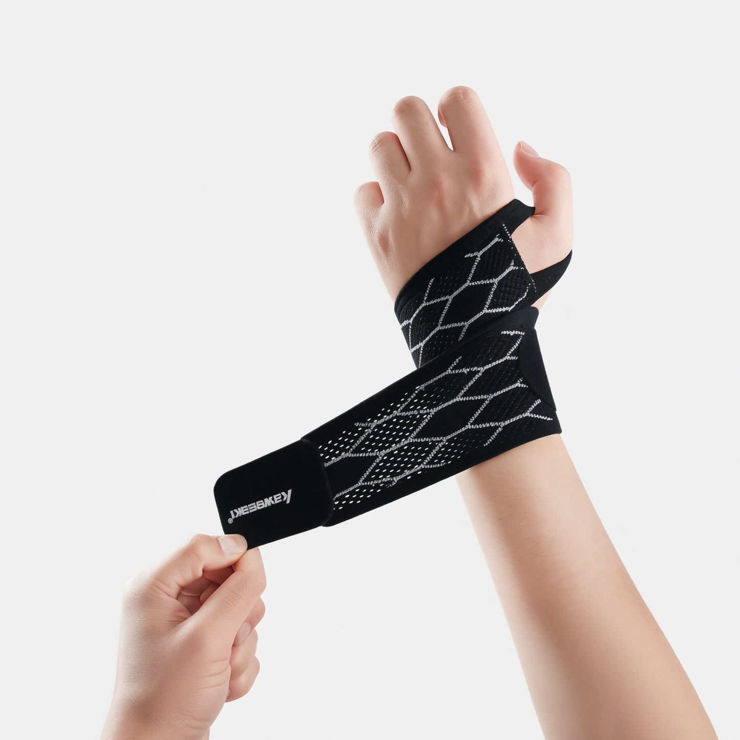 Wristband Sports Compression Brace Polyester Midnight black - 2-pack [breathable, no-show] One Size