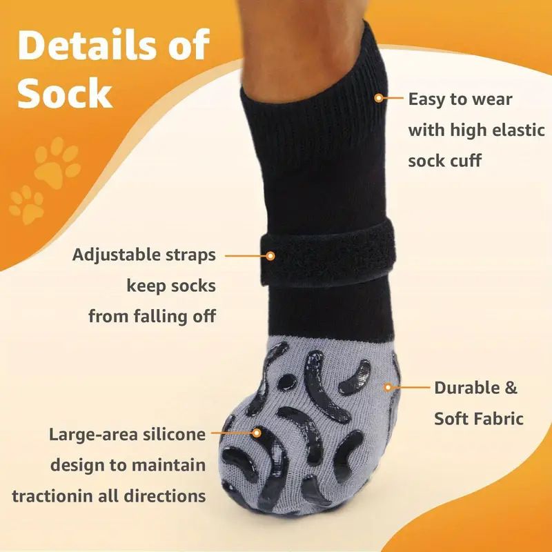 Cotton Dog Socks Striped Jacquard Pet Footwear Black caterpillar [premium storage bag] M medium size 6.5*16cm [recommended within 10-15kg inches] [pack of four]