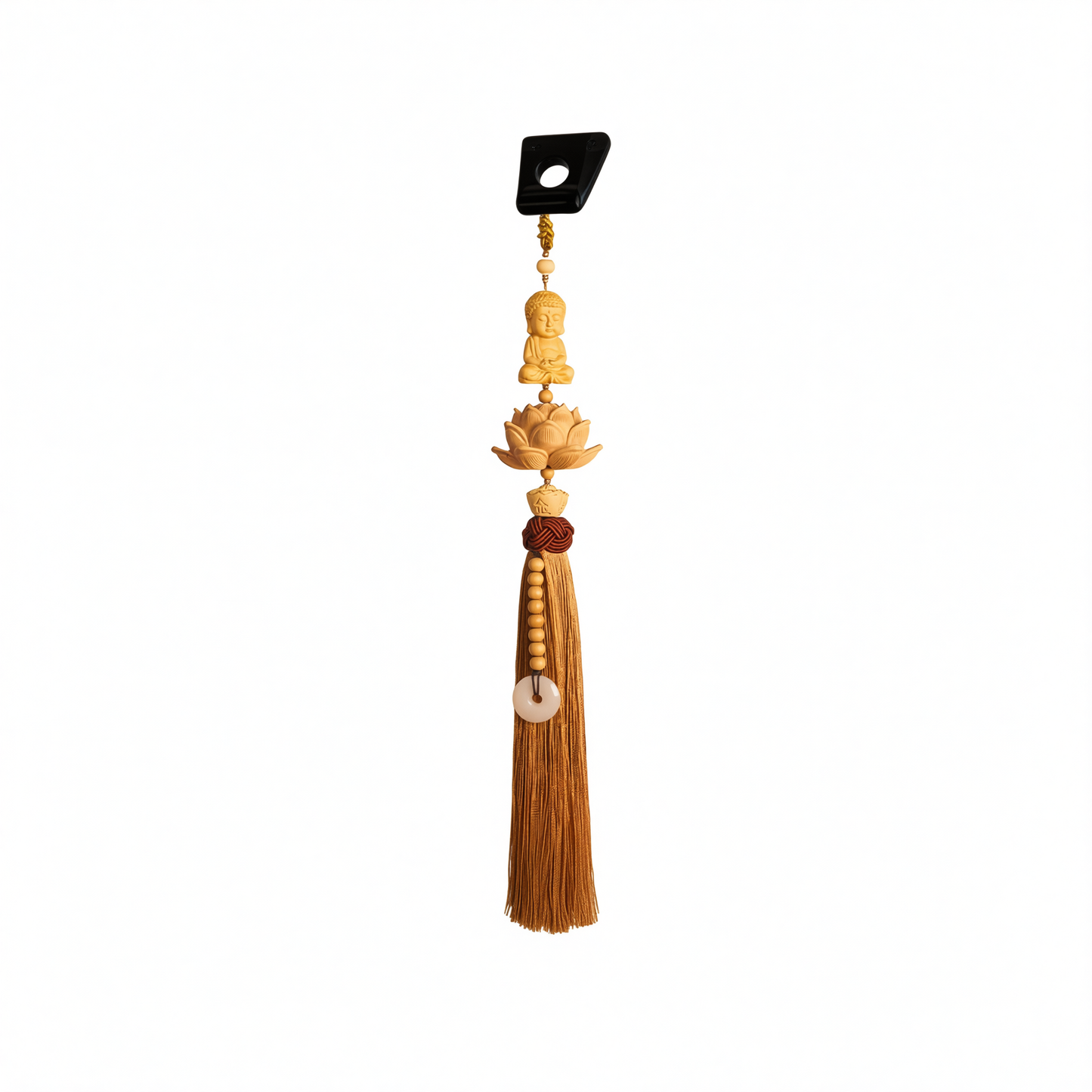 Tan hui Boxwood Lotus Car Hanging Ornament Little buddha [boxwood lotus] light yellow tassel style [car hanging + exquisite gift box]