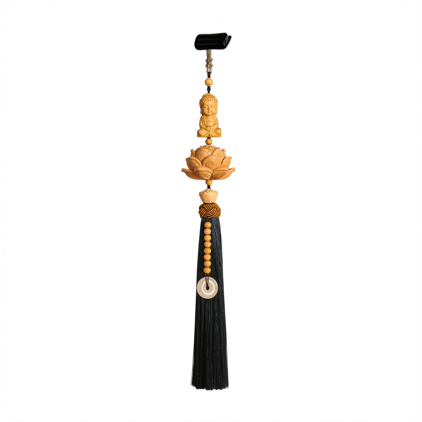 Tan hui Boxwood Lotus Car Hanging Ornament Little buddha [boxwood lotus] ink blue tassel style [car hanging + exquisite gift box]