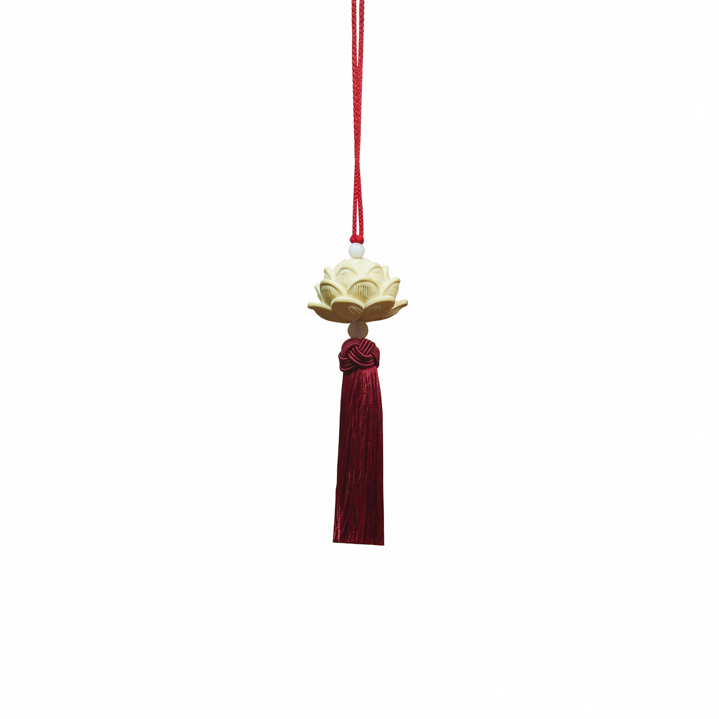 Tan hui Boxwood Lotus Car Hanging Ornament 【boxwood lotus】red minimalist tassel style [car hanging + exquisite gift box]