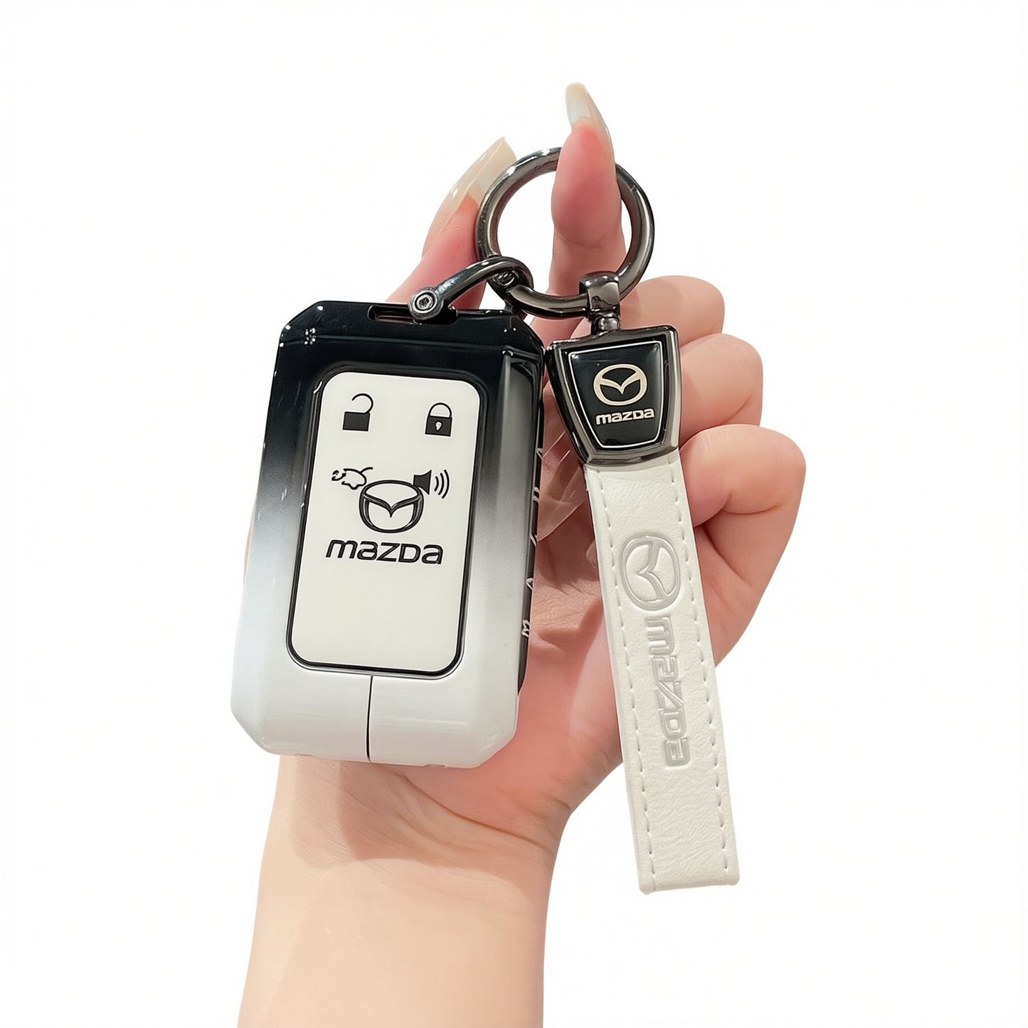 Mazda Ez60 Key Cover Gradient Black White Standard Option c: gradient black & white single bag + white leather cord clasp