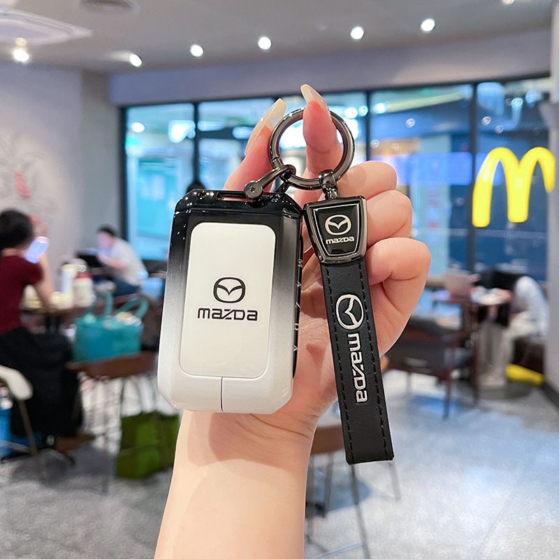 Mazda Ez60 Key Cover Gradient Black White Standard Option d: gradient black & white single bag + white leather cord clasp