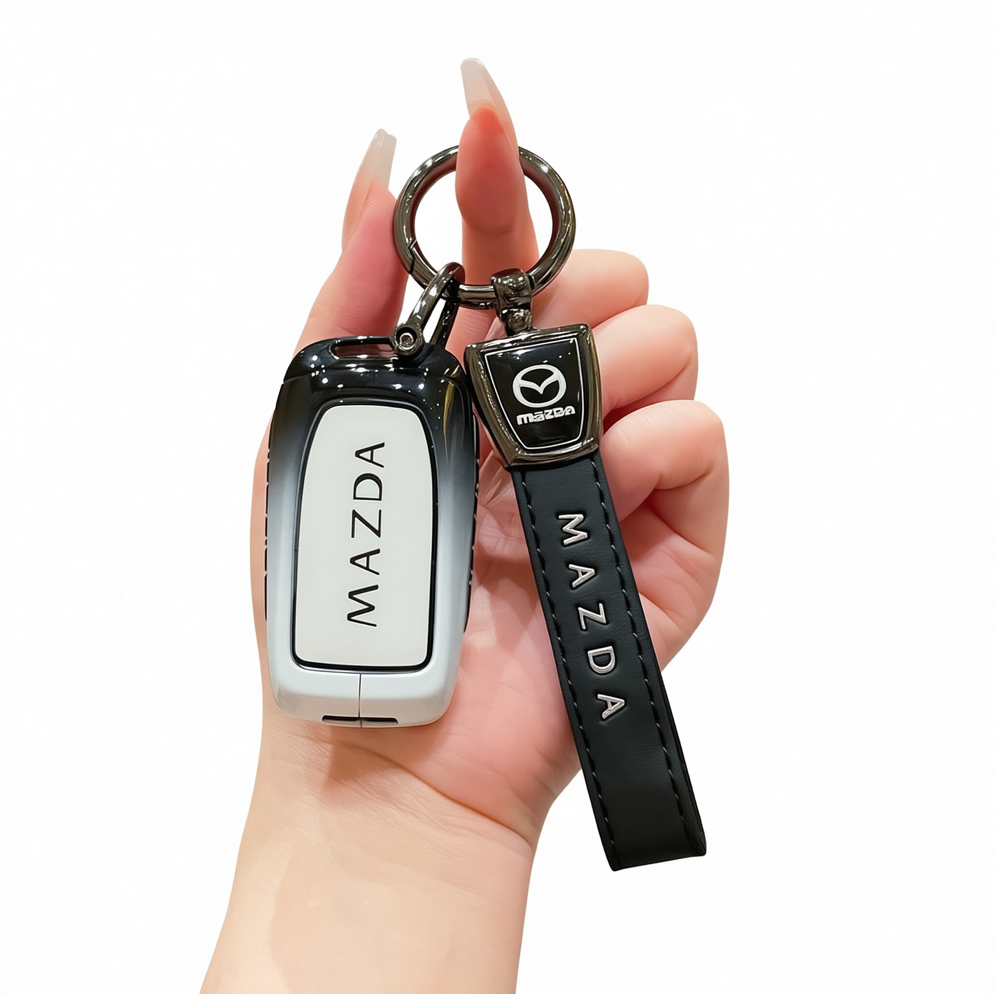Mazda Ez60 Key Cover Gradient Black White Standard Option d: gradient black & white single bag + black leather cord clasp