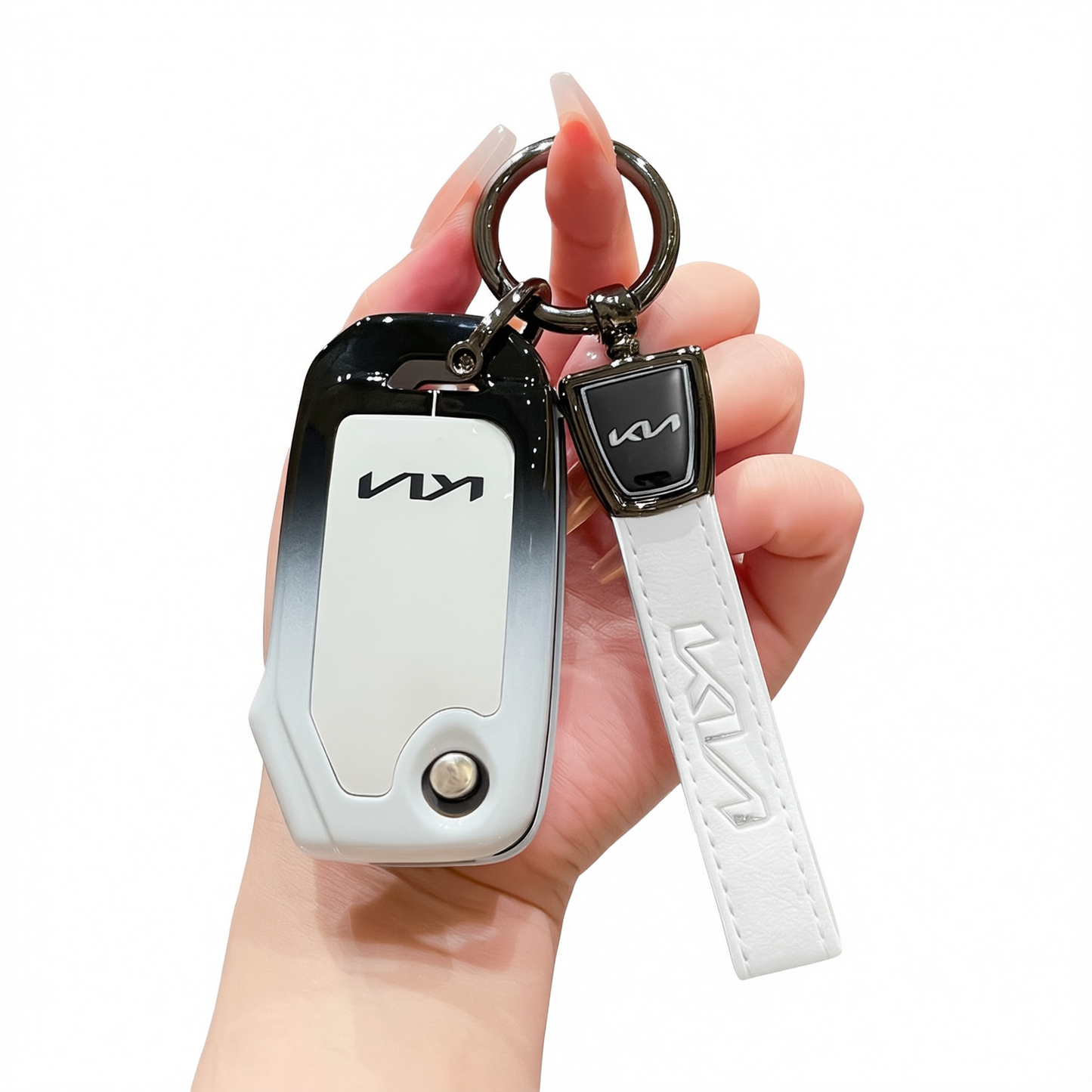 Fragrant car island Kia Key Shell H3 Gradient Black. Standard H3 key gradient black and white single pack + white leather cord clasp