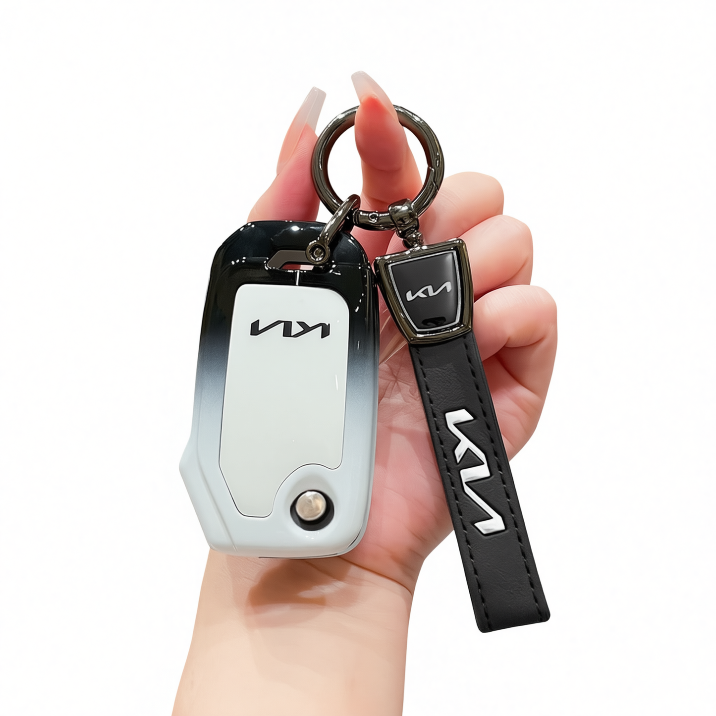 Fragrant car island Kia Key Shell H3 Gradient Black. Standard H3 key gradient black and white single pack + black leather cord clasp