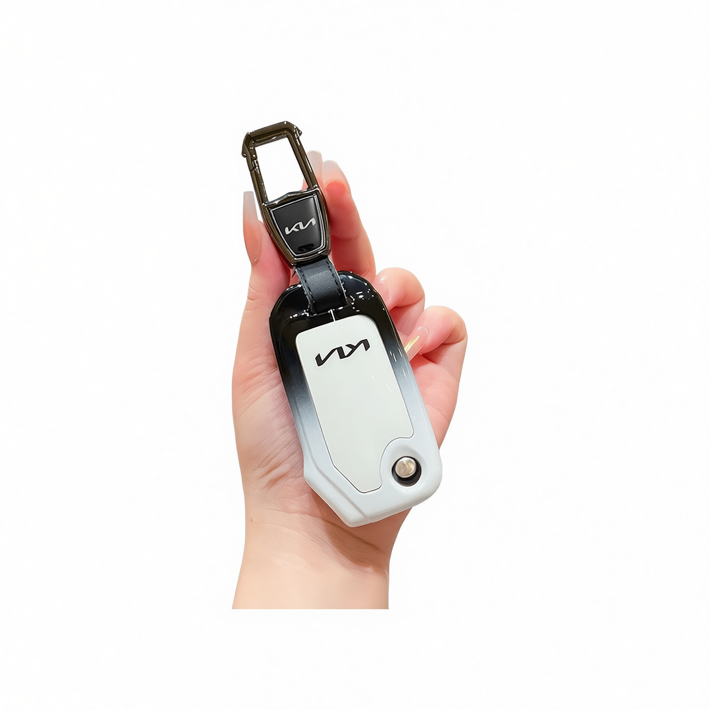 Fragrant car island Kia Key Shell H3 Gradient Black. Standard H4 key gradient black and white single pack + metal buckle
