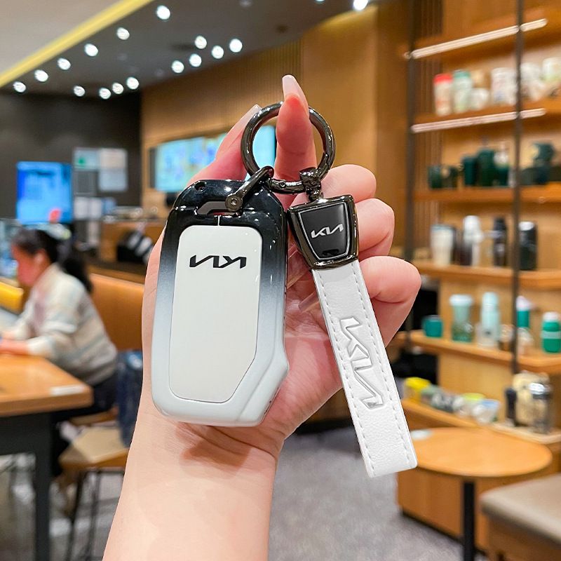 Fragrant car island Kia Key Shell H3 Gradient Black. Standard H4 key gradient black and white single pack + metal buckle