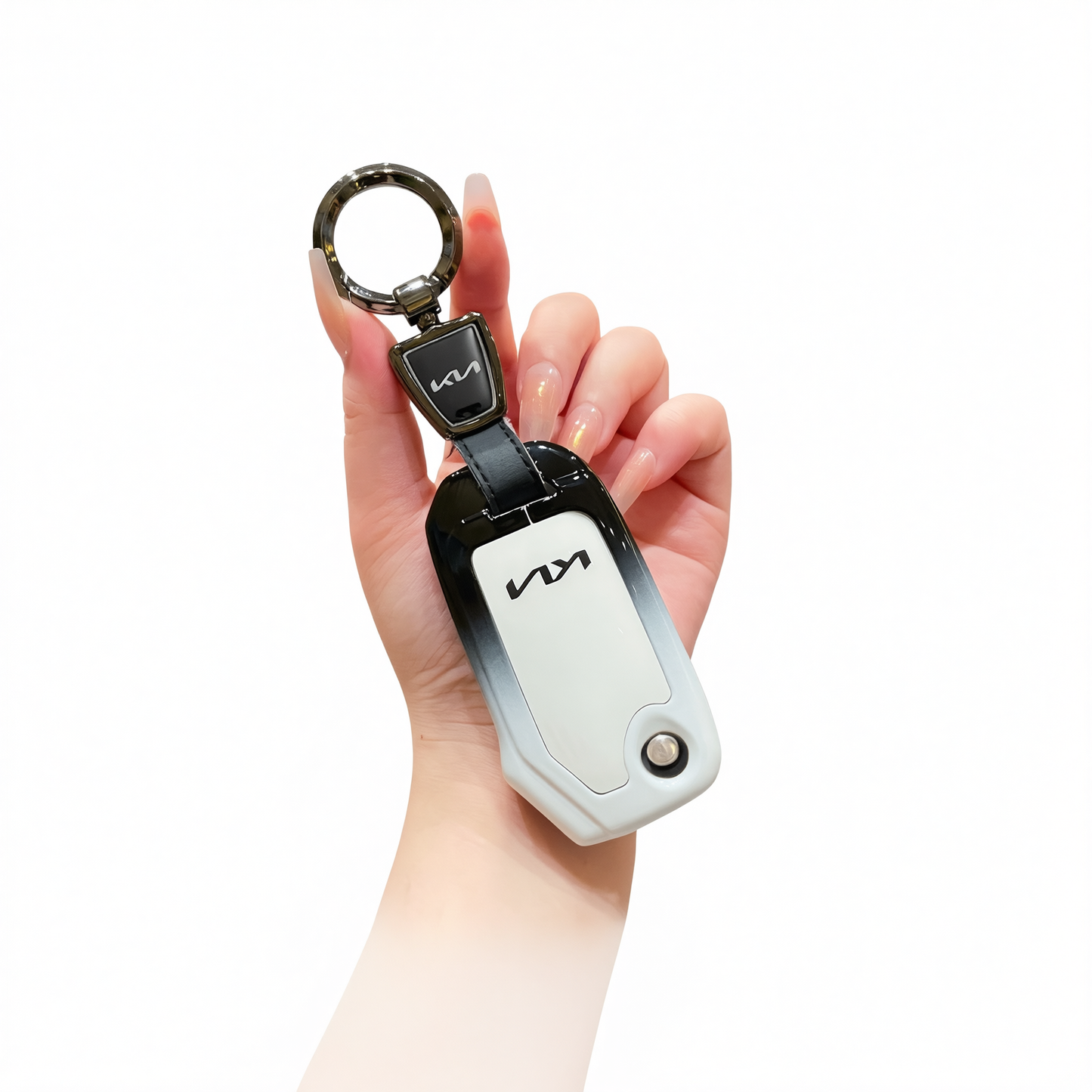 Fragrant car island Kia Key Shell H3 Gradient Black. Standard H4 key gradient black and white single pack + round buckle