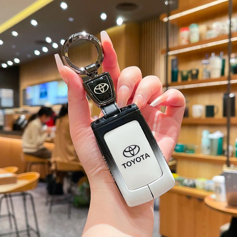 Fragrant Car Toyota Corolla Cross Key Case Zinc Alloy Standard M style gradient black and white single bag + black leather rope buckle