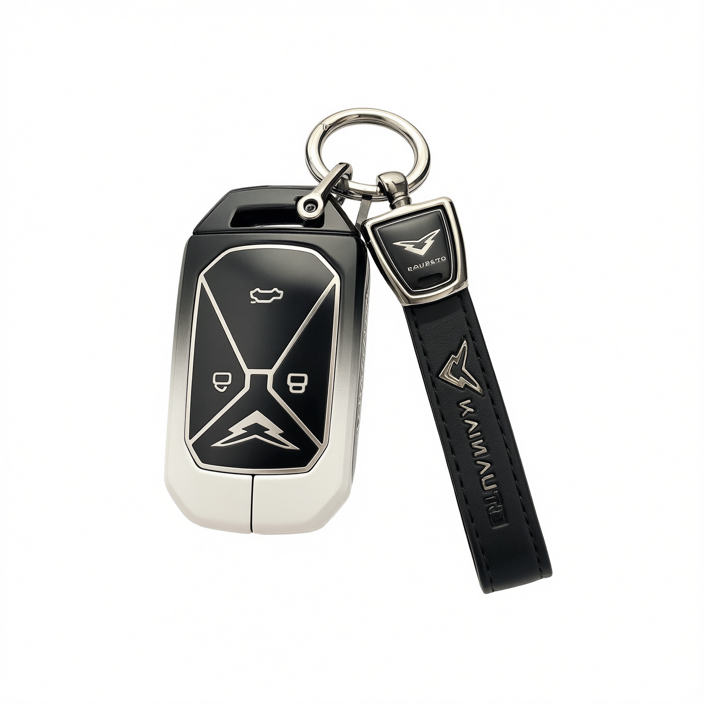 Kaiyi Kunlun Key Case Fragrant Car Island Zinc Alloy Standard Option a: gradient black & white single bag + black leather cord clasp