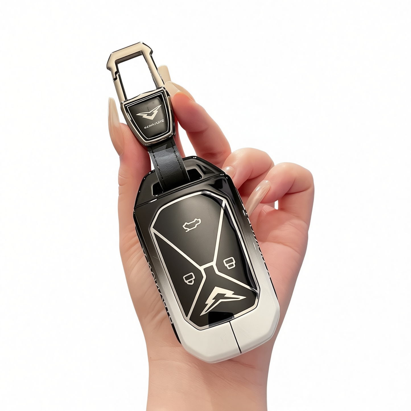 Kaiyi Kunlun Key Case Fragrant Car Island Zinc Alloy Standard Type a gradient black and white single bag + metal buckle