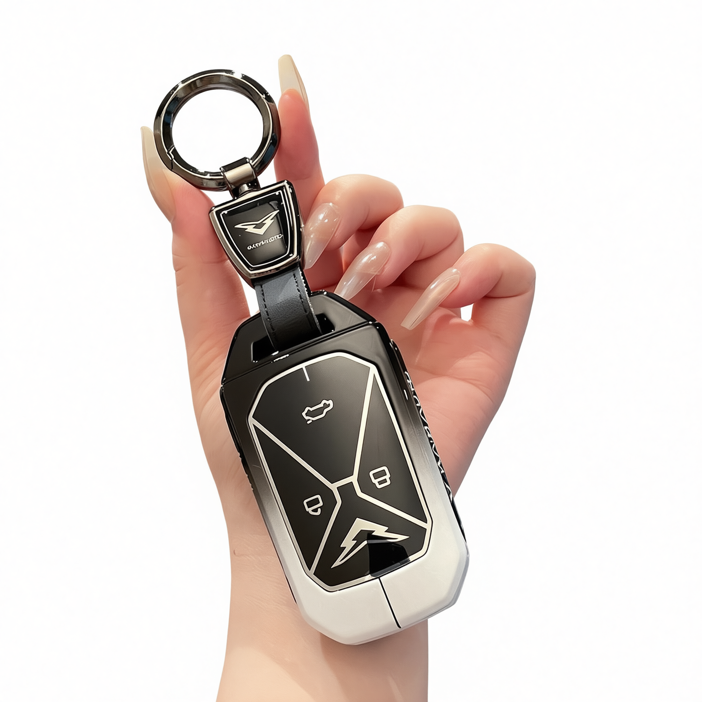 Kaiyi Kunlun Key Case Fragrant Car Island Zinc Alloy Standard Type b gradient black and white single bag + round buckle