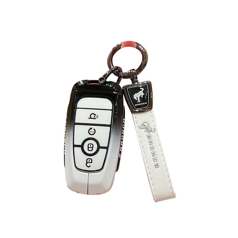 Fragrant car island Jiangling Liema Key Case 3 Button Standard 4-button gradient black and white single pack + round buckle