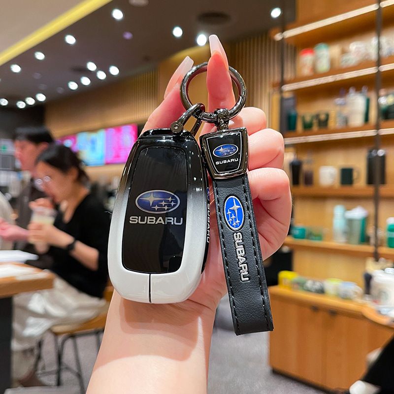 Subaru Key Cover Zinc Alloy Gradient Black White Standard Gradient black and white single bag + black leather rope buckle