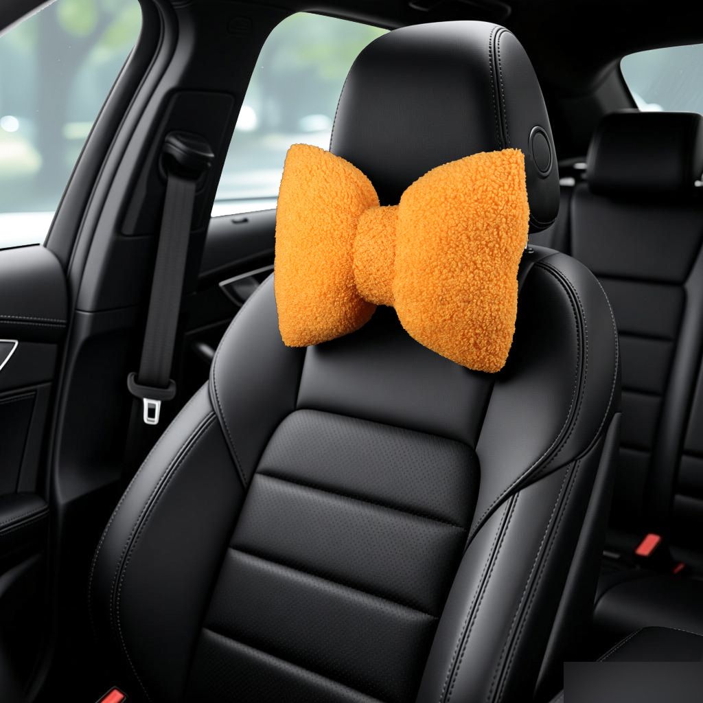 Car Headrest Pillow Artificial Plush Neck Support Khaki-plush-headrest