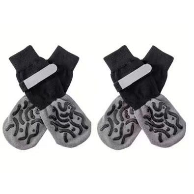 Cotton Dog Socks Striped Jacquard Pet Footwear Reflective velcro L large size 7.5*18cm [recommended within 15-20kg inches] [pack of four]