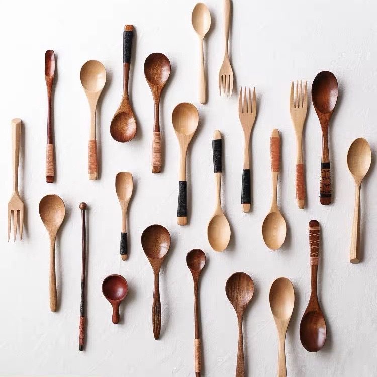 Wooden Spoon Create Credit Long Handle [nanmu] dajian old paint 18.2*4 cm