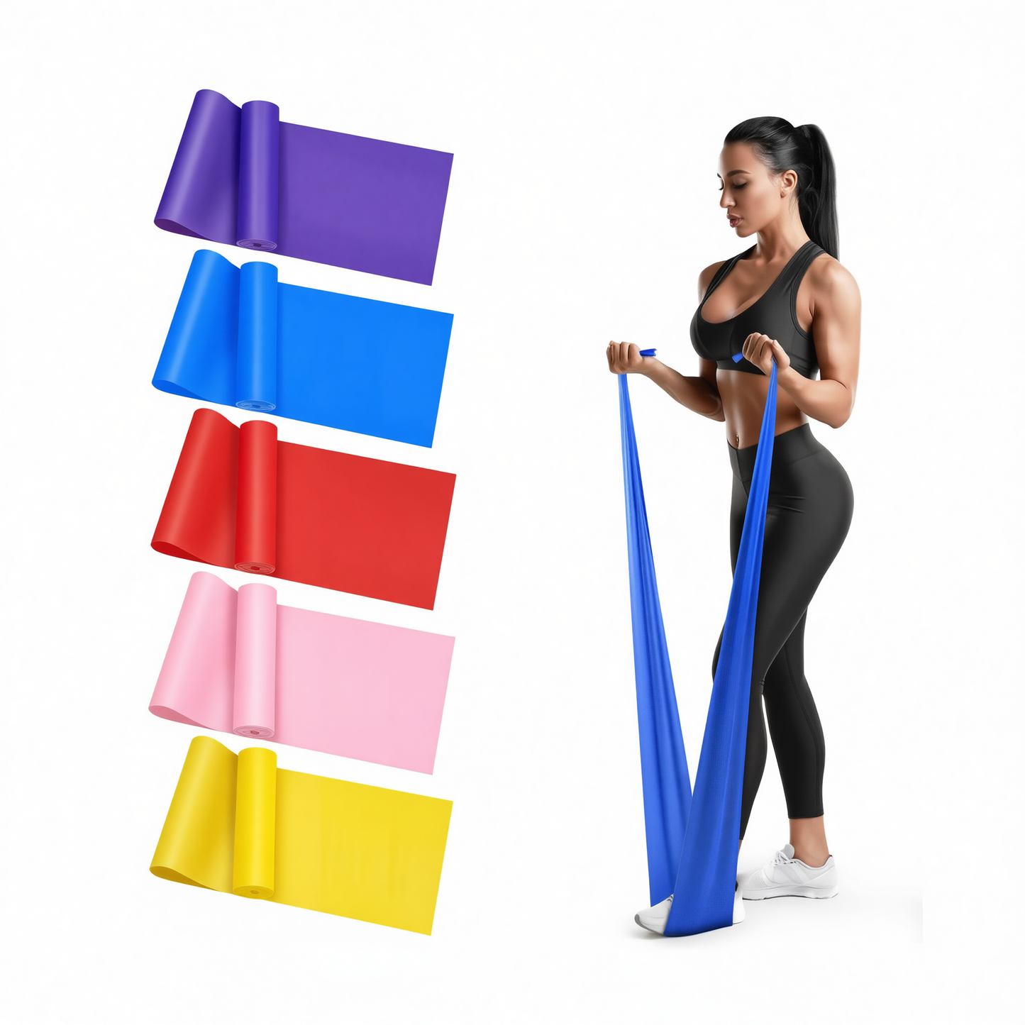 QZE Resistance Band Yoga TPE Pink 1500mm Red [1500*150*0.35mm]