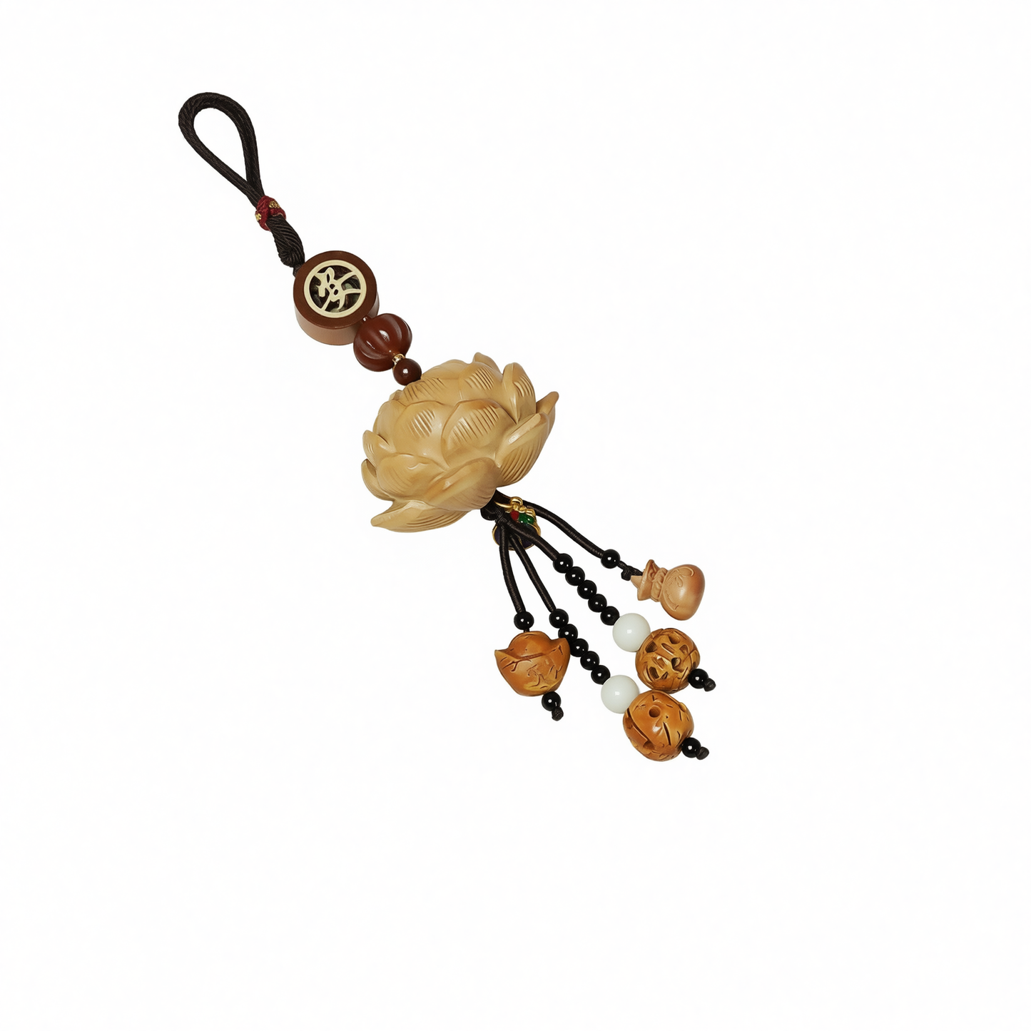Tang Diao Car Ornament Wood Lotus Pendant [peach wood lotus] pendant style [car hanging + exquisite gift box]