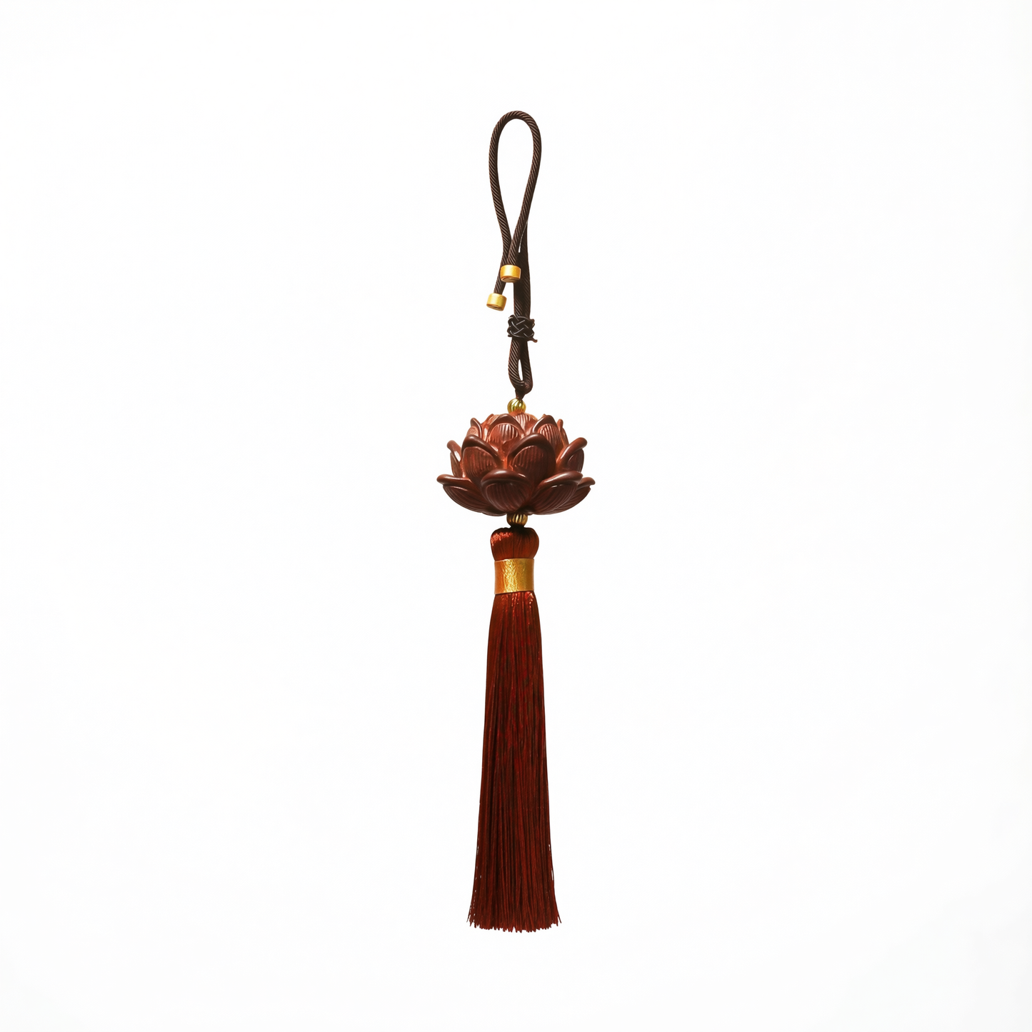 Tang Diao Car Ornament Wood Lotus Pendant [rosewood lotus] single tassel [car hanging + exquisite gift box]