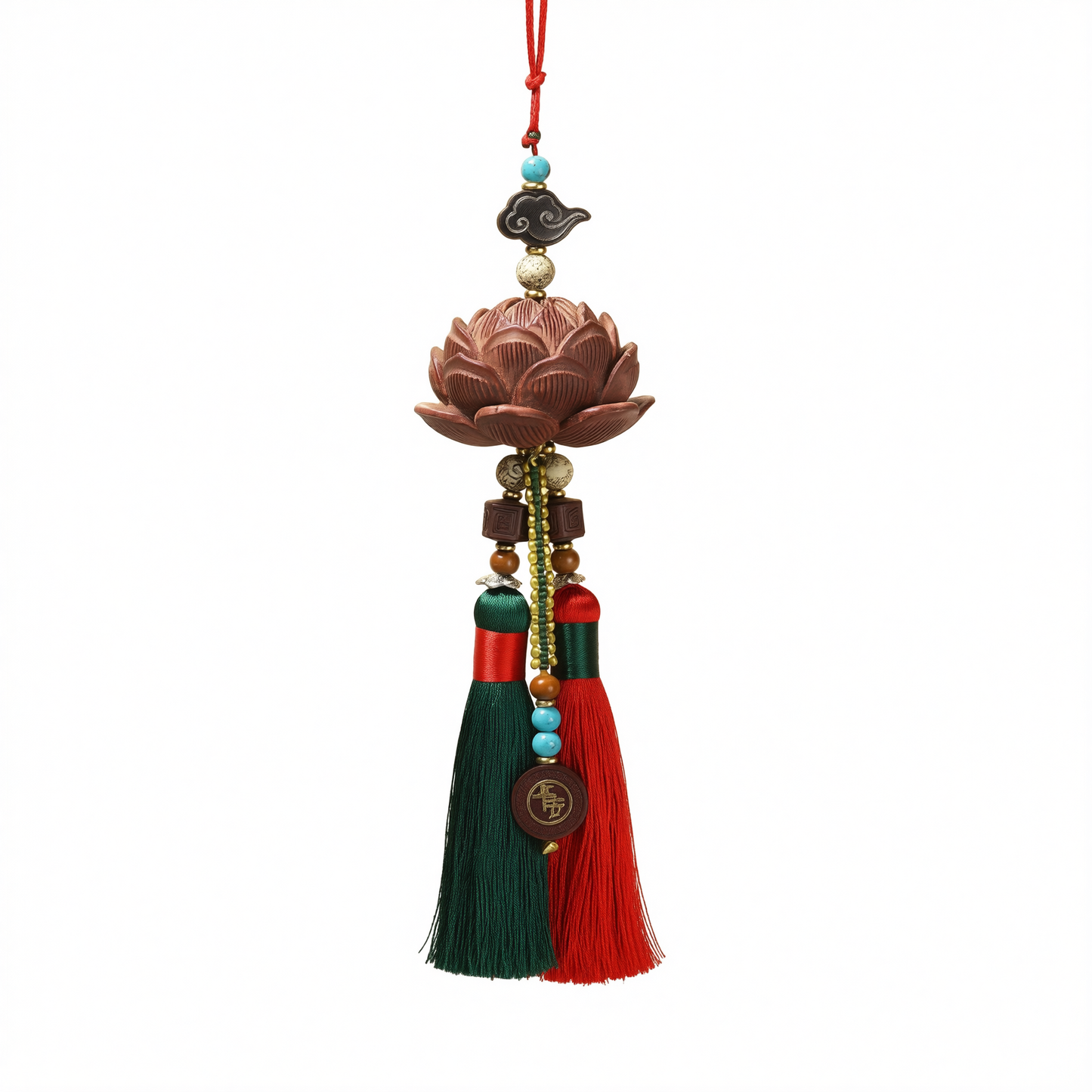 Tang Diao Car Ornament Wood Lotus Pendant [rosewood lotus] single tassel [car hanging + exquisite gift box]