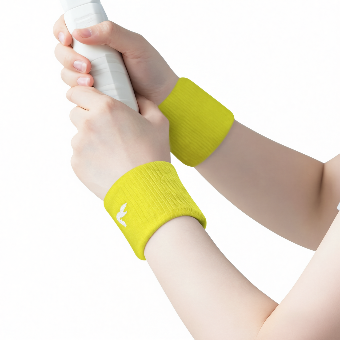 Sports Wristbands Sweat Absorbent Elastic Polyester Lemon yellow [sweat-absorbent, skin-friendly and breathable] One size fits all [pair] (more discount)