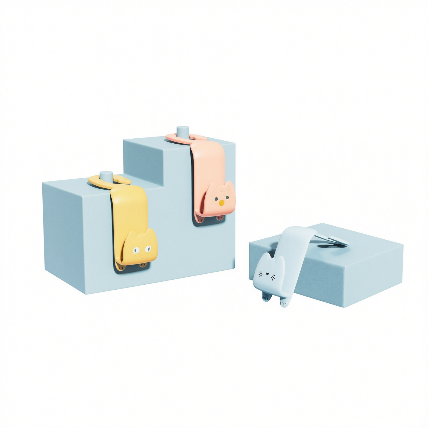 Hong Zhe Cartoon Car Hook ABS Pink Pair Gray blue [pair set