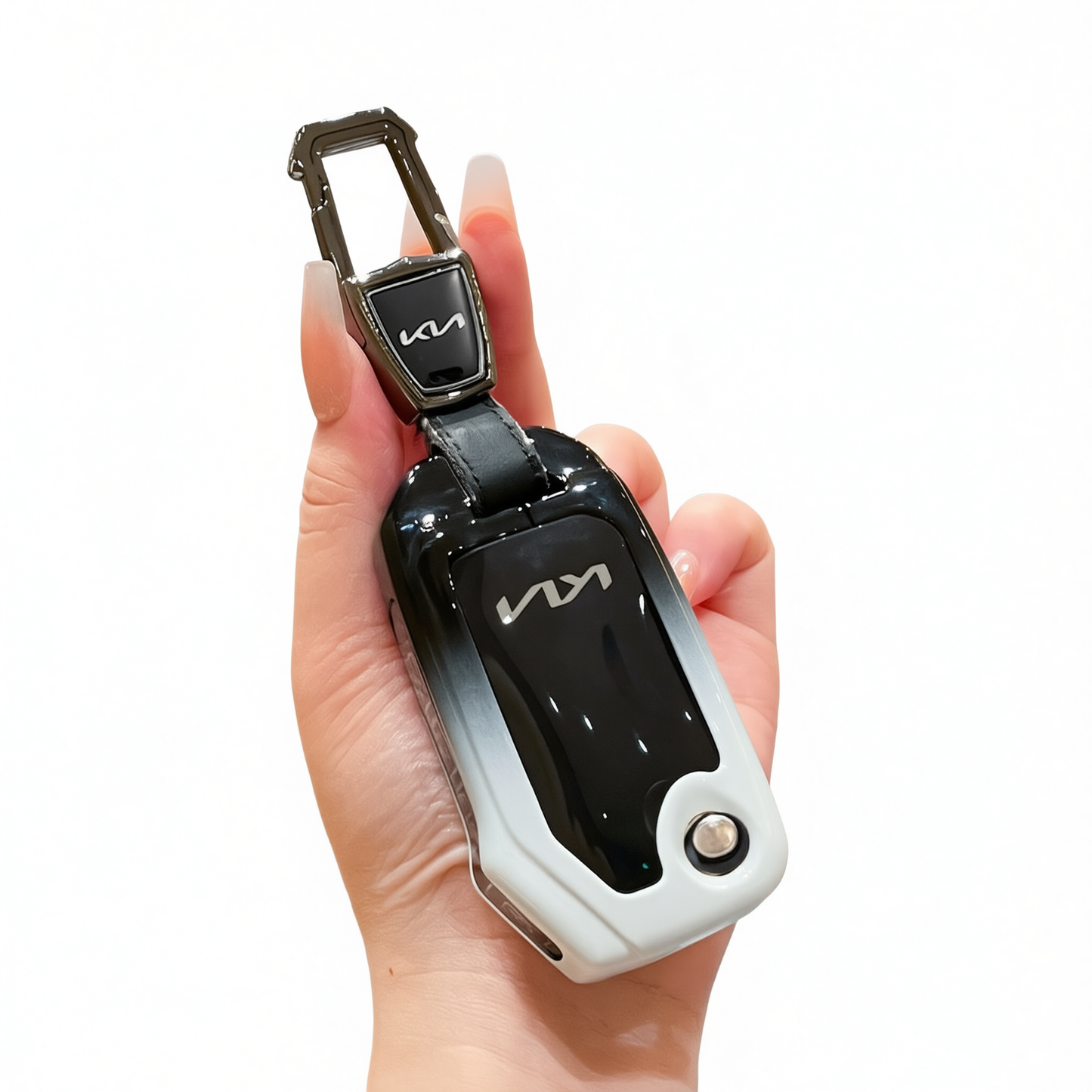 Kia Key Cover Fragrant Car Island H3 Gradient Black Standard H3 key gradient black and white single pack + metal buckle