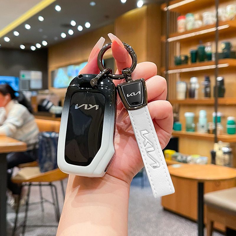 Kia Key Cover Fragrant Car Island H3 Gradient Black Standard H4 key gradient black and white single pack + metal buckle