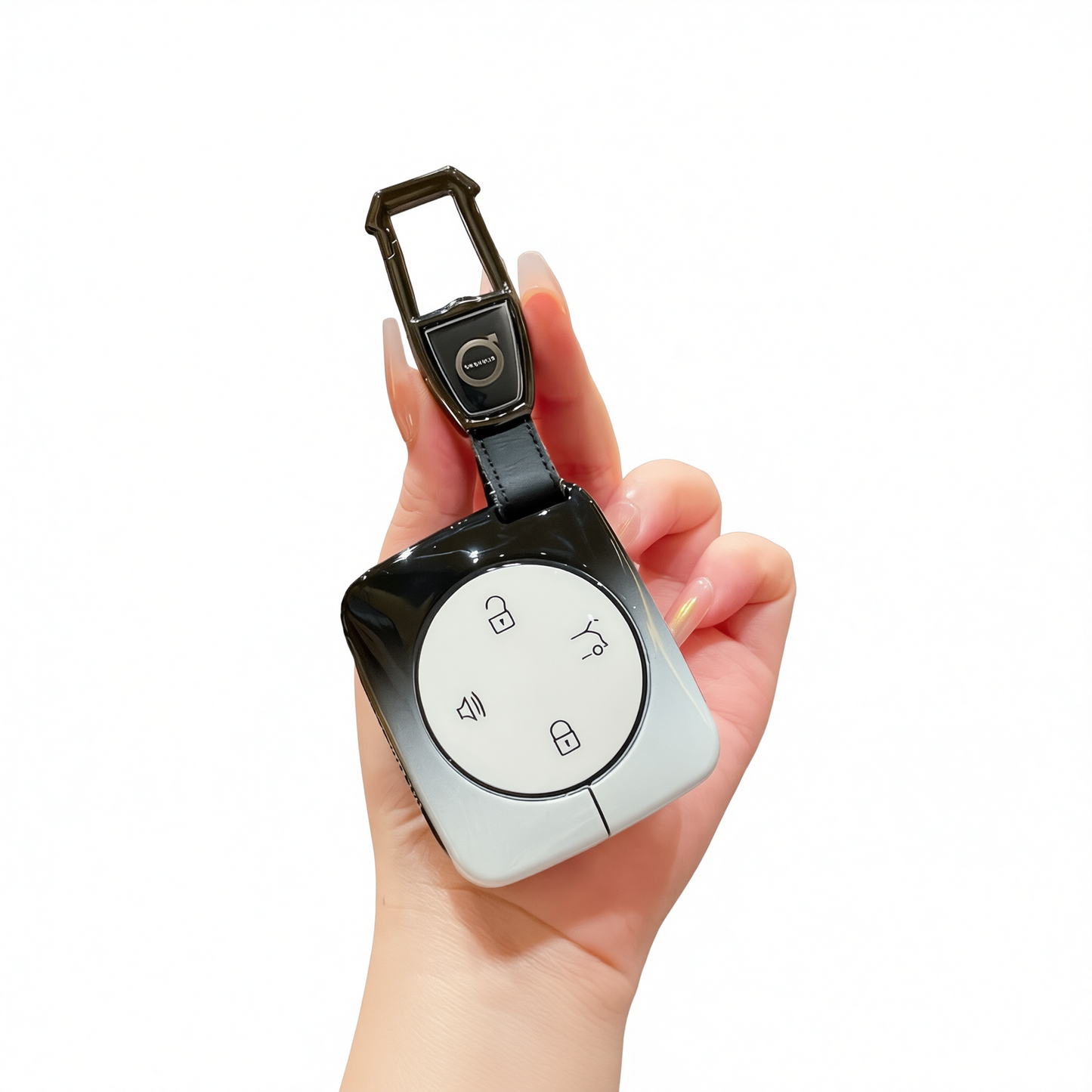 Fragrant Car Island Volvo Key Case Metal Shell Standard Option d: gradient black & white single bag + metal clasp