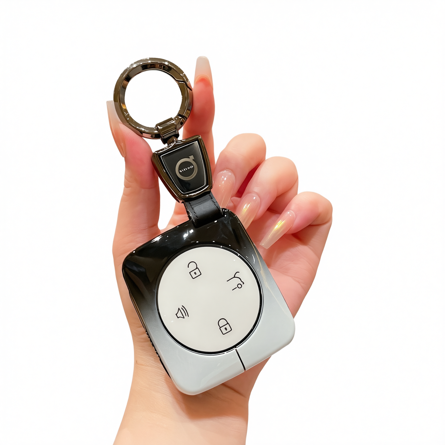Fragrant Car Island Volvo Key Case Metal Shell Standard Option d: gradient black & white single bag + round buckle