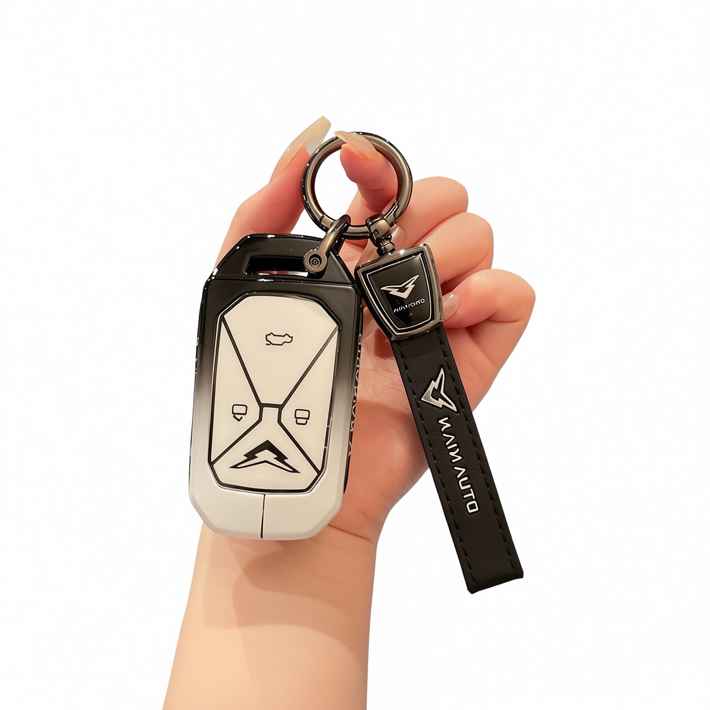 Kaiyi Kunlun Car Key Cover Gradient Black White Standard Option a: gradient black & white single bag + black leather cord clasp