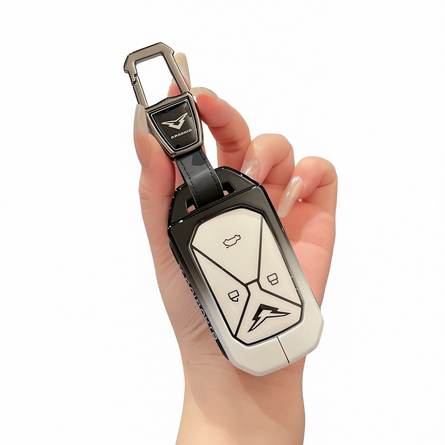 Kaiyi Kunlun Car Key Cover Gradient Black White Standard Type a gradient black and white single bag + metal buckle