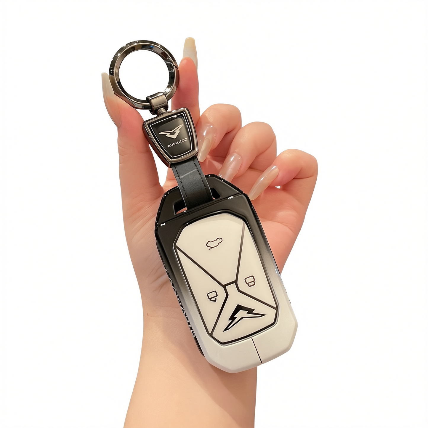 Kaiyi Kunlun Car Key Cover Gradient Black White Standard Type a gradient black and white single bag + round buckle