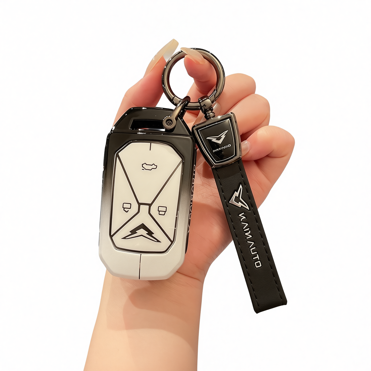 Kaiyi Kunlun Car Key Cover Gradient Black White Standard Option b: gradient black & white single bag + black leather cord clasp