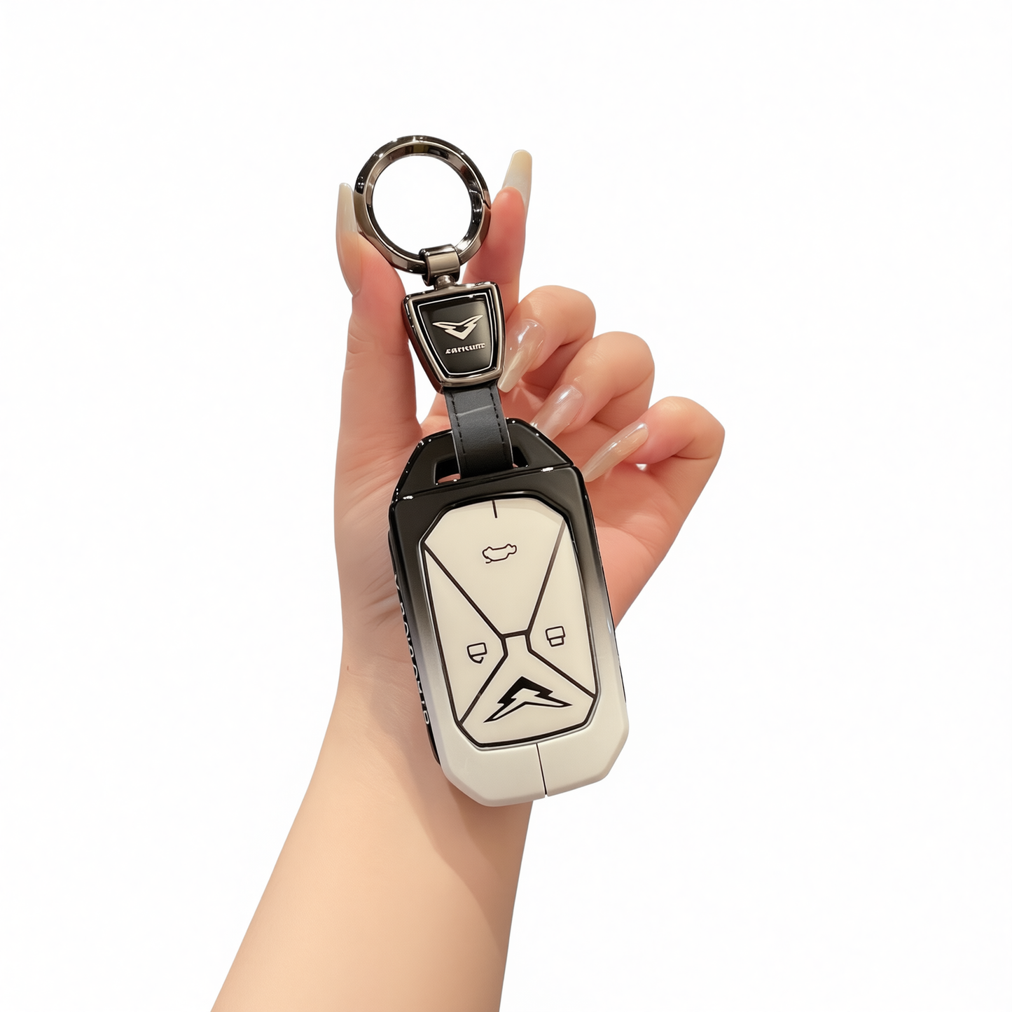 Kaiyi Kunlun Car Key Cover Gradient Black White Standard Type b gradient black and white single bag + round buckle