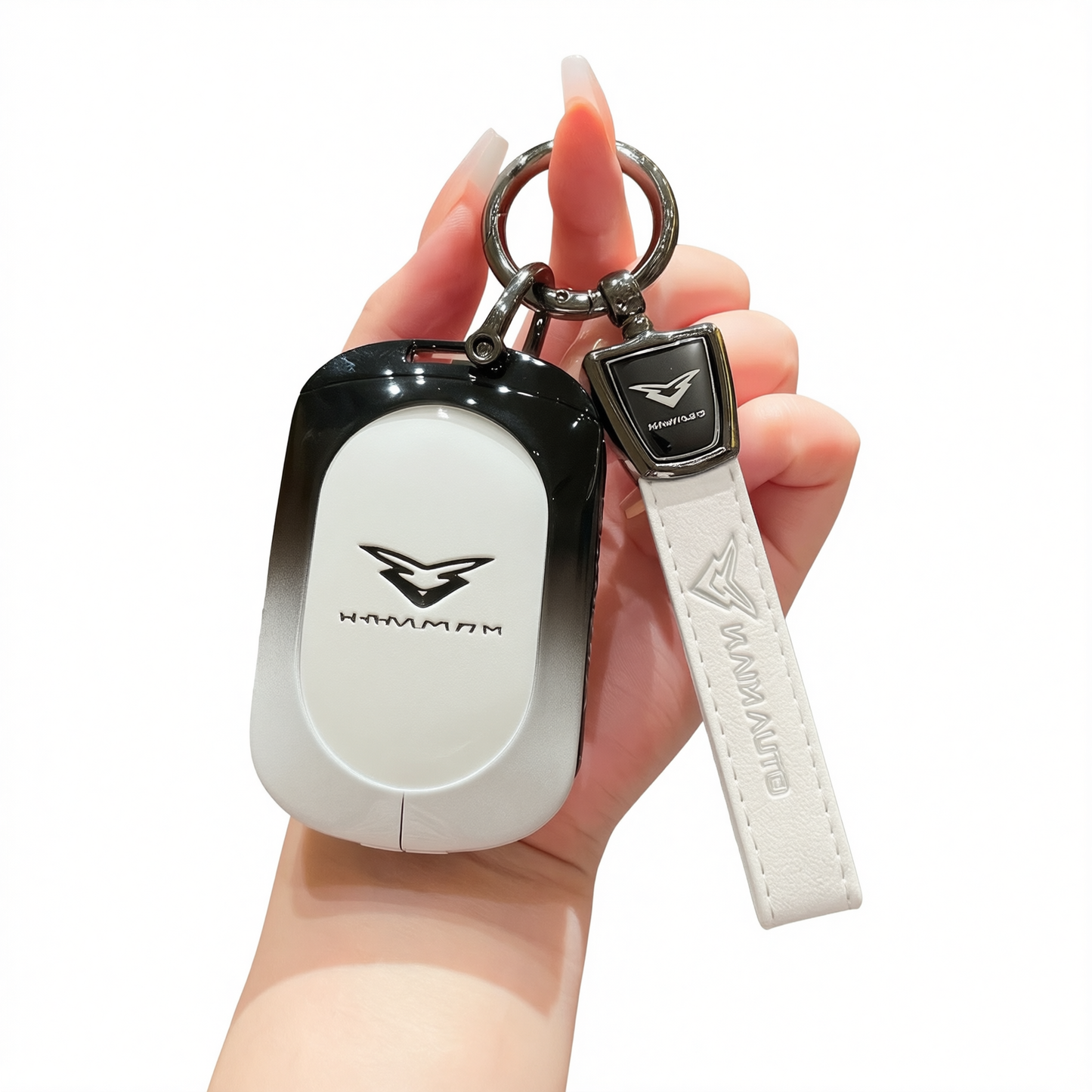 Kaiyi Kunlun Car Key Cover Gradient Black White Standard C style gradient black and white single bag + white leather rope buckle