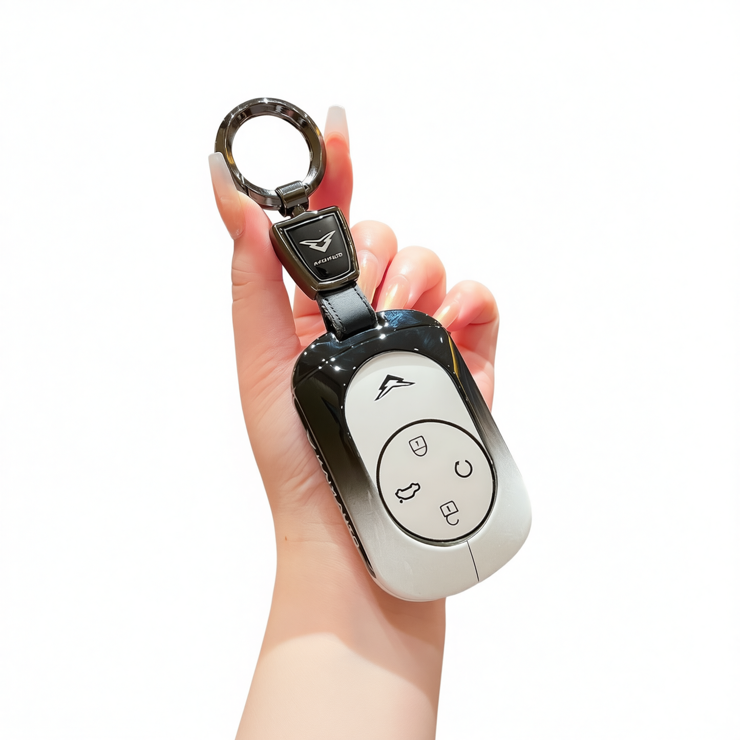 Kaiyi Kunlun Car Key Cover Gradient Black White Standard C style gradient black and white single bag + round buckle