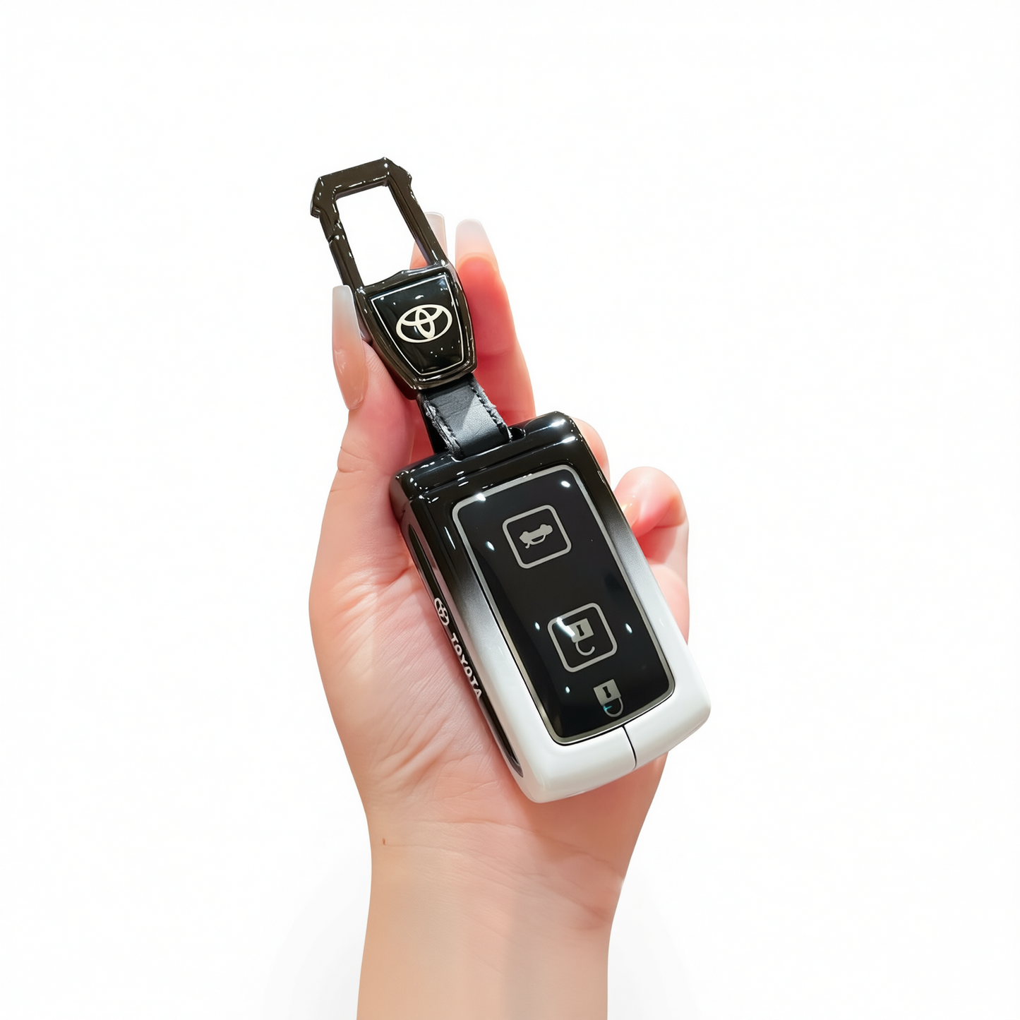 Toyota Key Case Gradient Black White Fragrant Car Island Standard M style gradient black and white single bag + metal buckle