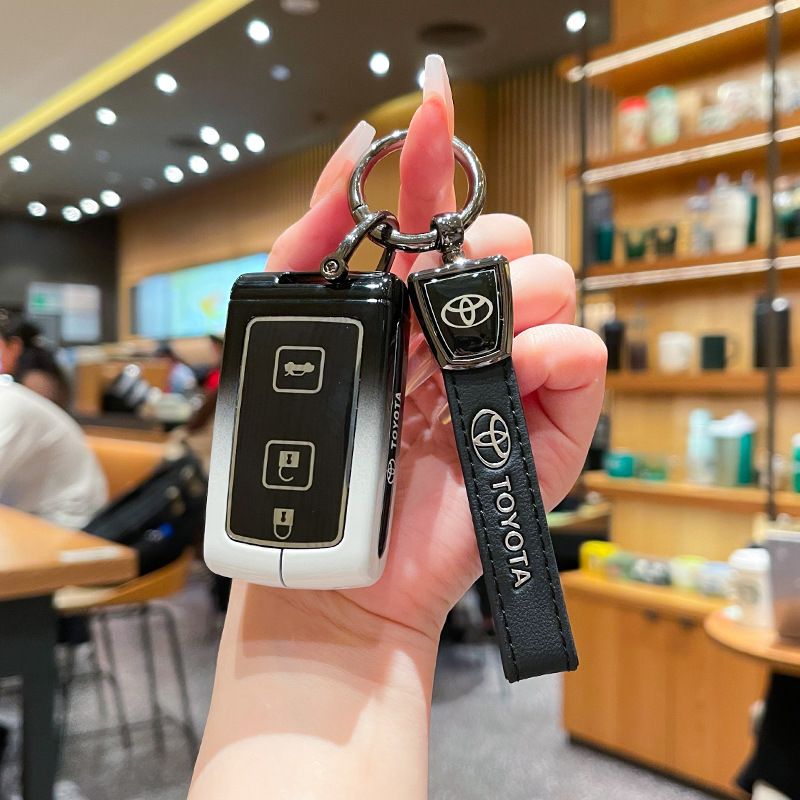 Toyota Key Case Gradient Black White Fragrant Car Island Standard M style gradient black and white single bag + metal buckle
