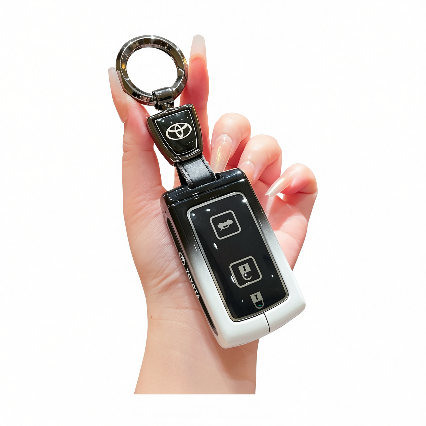 Toyota Key Case Gradient Black White Fragrant Car Island Standard M style gradient black and white single bag + round buckle