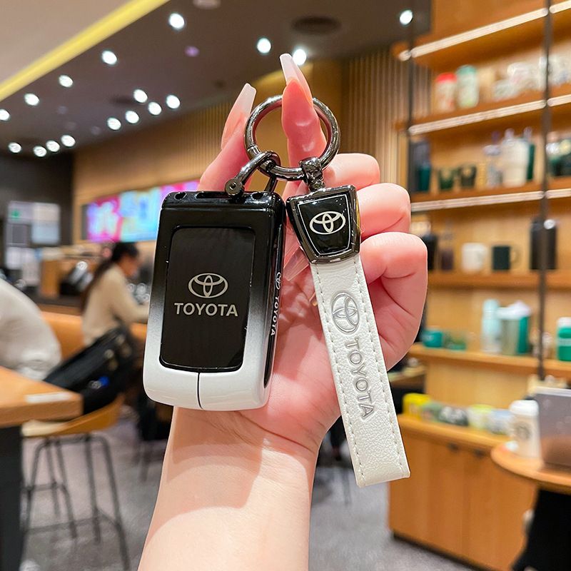 Toyota Key Case Gradient Black White Fragrant Car Island Standard M style gradient black and white single bag + round buckle