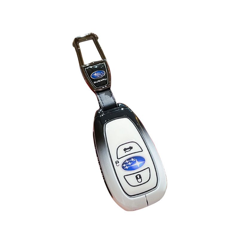 Leading xuan Subaru Key Case Zinc Alloy Standard Gradient black and white single bag + black leather rope buckle