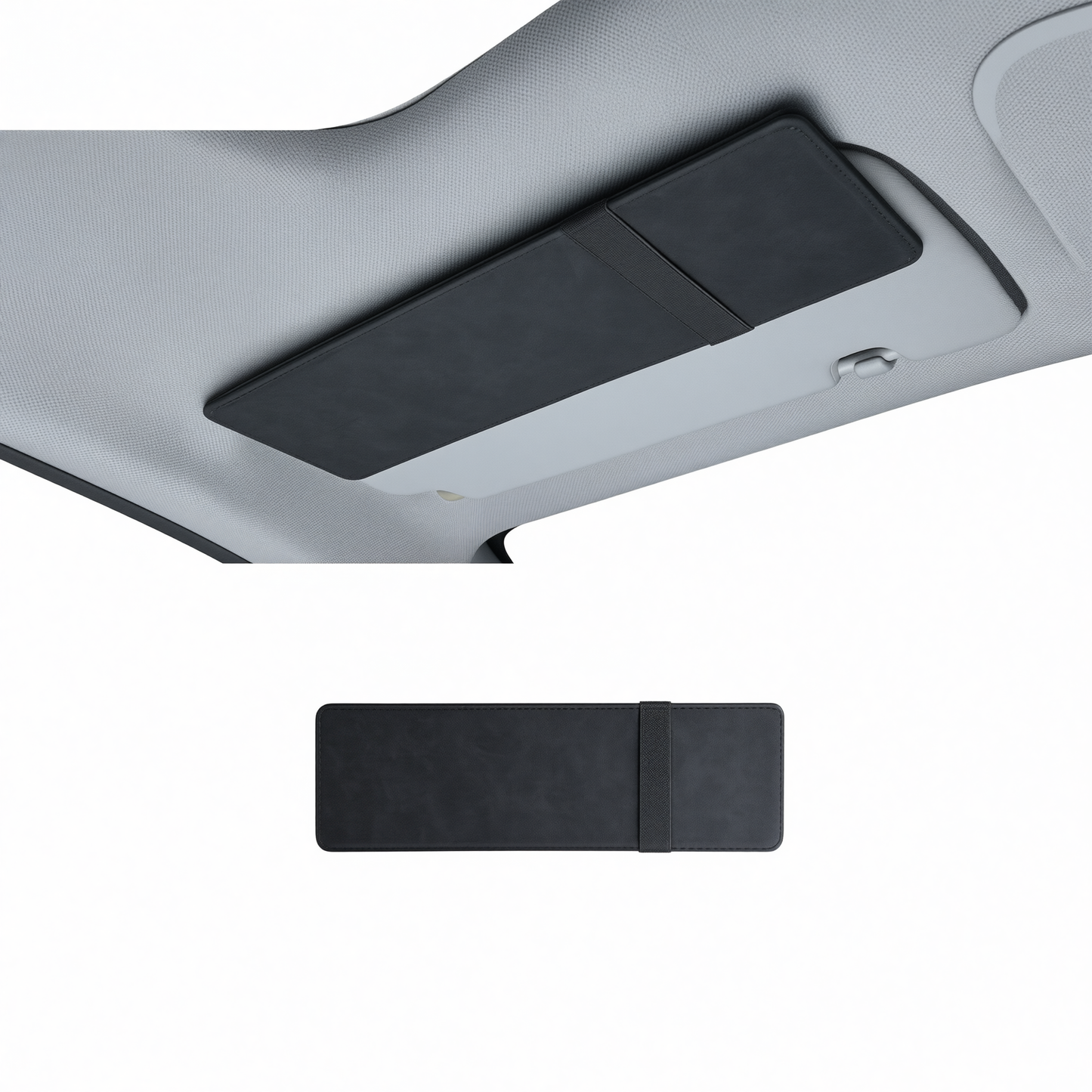 Suede Car Sun Visor Glasses Clip Card Holder Organizer Classic black